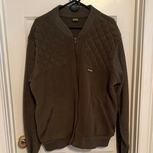 Remington Olive Quilted Chest Zip-Up Sweater